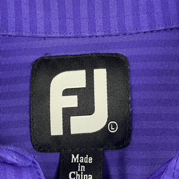 Footjoy Golf Polo Shirt Men's Large Purple Striped Causal Performance Preppy - Picture 4 of 9